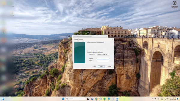 Screenshot of Create Password screen